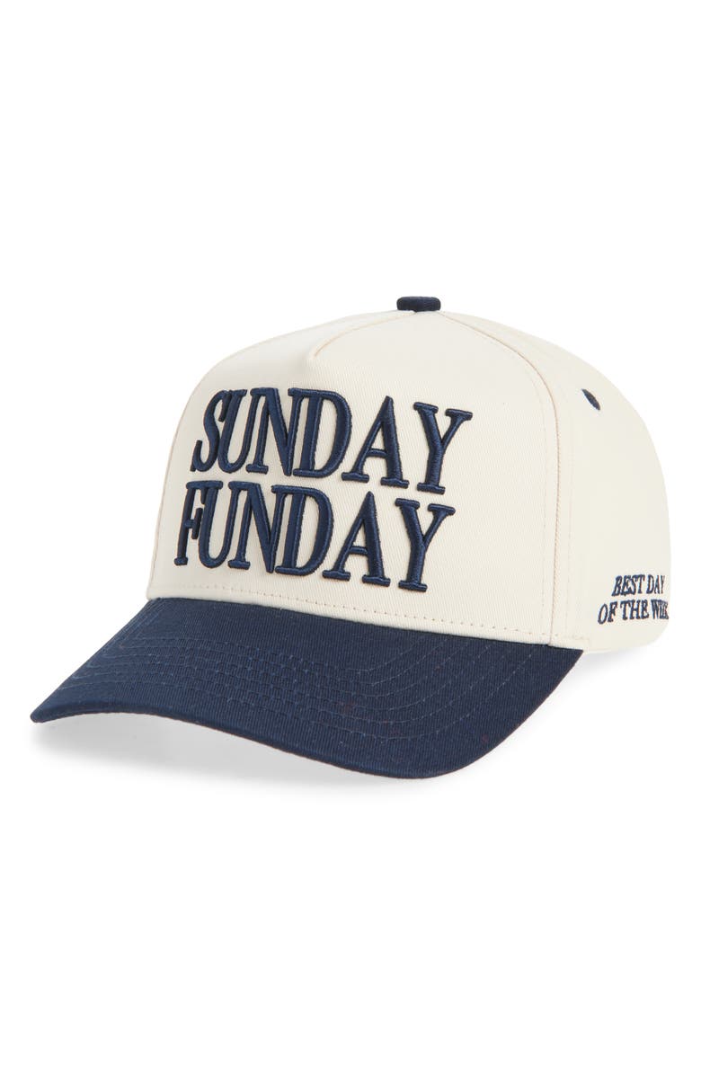 KenzKustomz Sunday Funday Trucker Hat, Main, color, Navy
