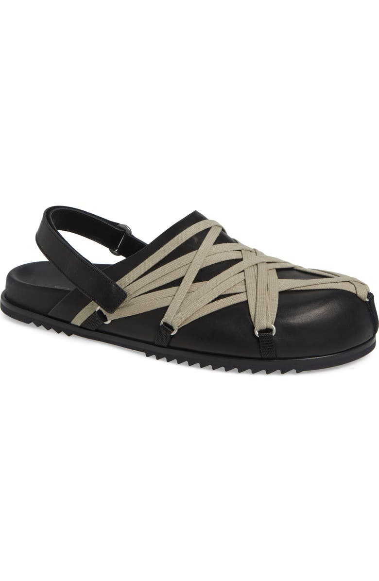 Rick Owens Megalace Granola Slingback Clog, Main, color, Black