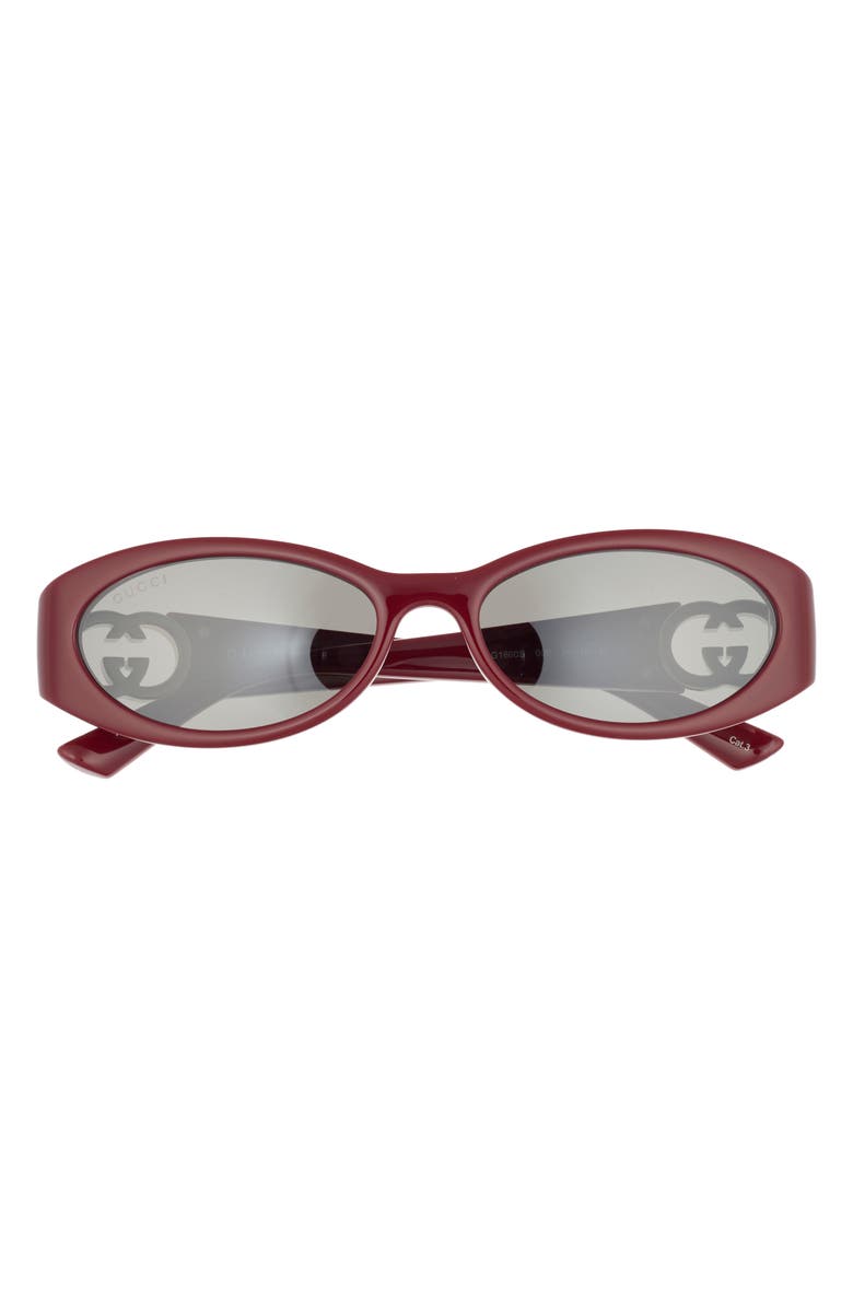 Gucci 54mm Oval Sunglasses, Main, color, Burgundy Burgundy Grey