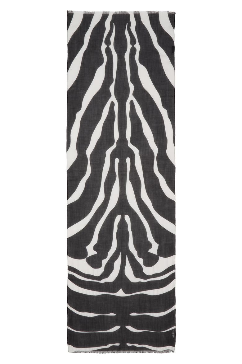 Zepra Stripe Cashmere Scarf, Main, color, BLACK-WHITE