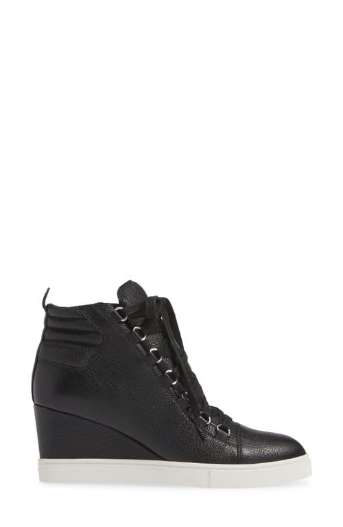 Shop Linea Paolo Fenton Wedge Sneaker In Black Tumbled Leather
