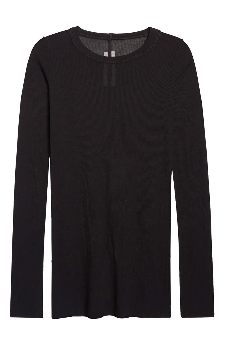 Rick Owens Long Sleeve Rib T-Shirt, Main, color, Black