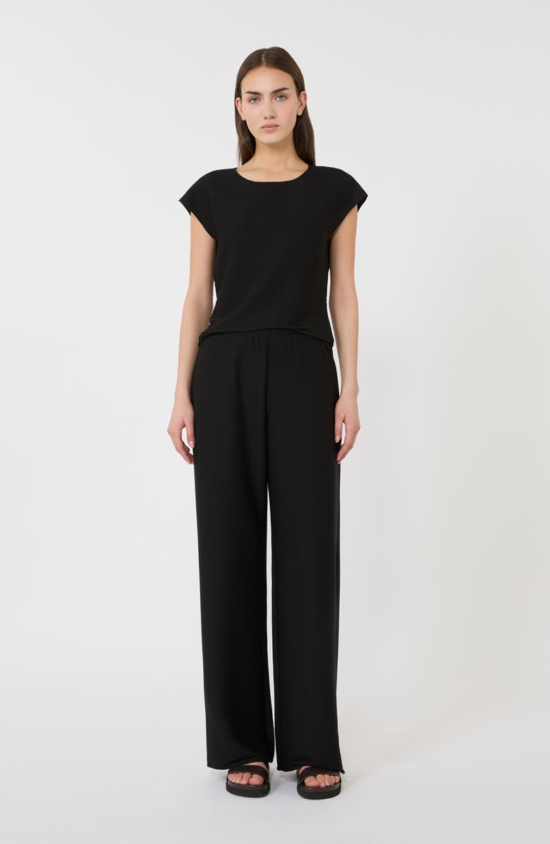 MM by Max Mara Freccia Pull-On Jersey Pants, Alternate, color, Black