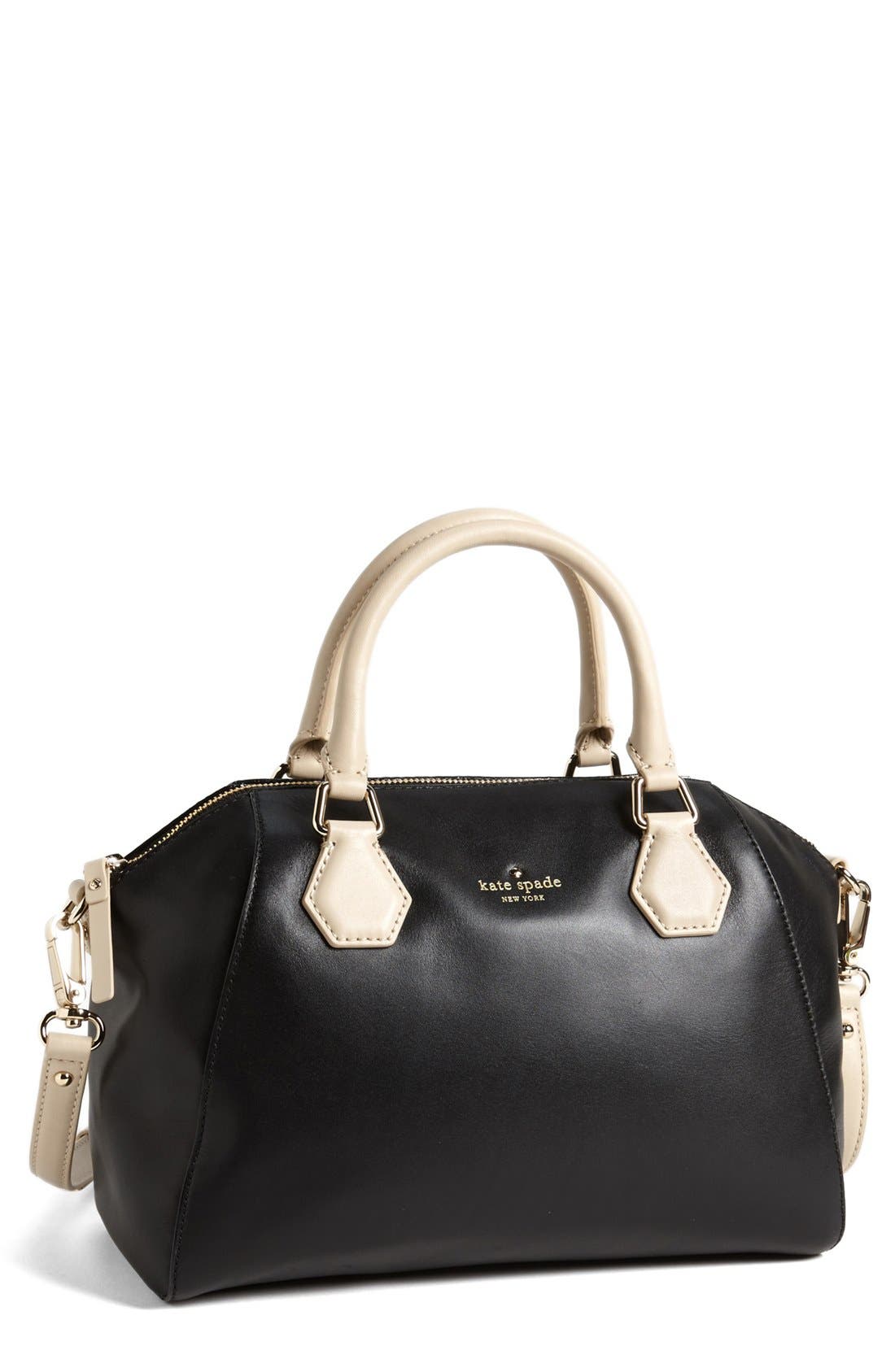 'catherine street - pippa' leather satchel, Main, color, BLACK