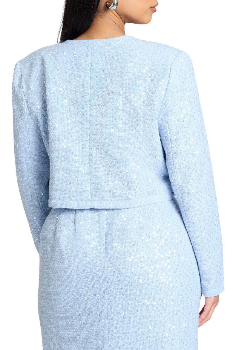 Sequin Tweed Crop Jacket, Alternate, color, BLUE