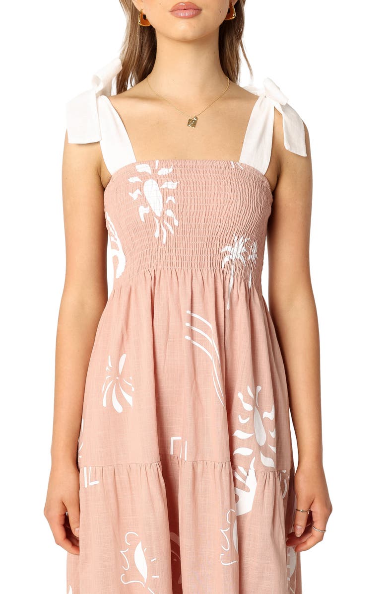 Petal & Pup Sarelle Smocked Midi Dress, Alternate, color, Tan Blush