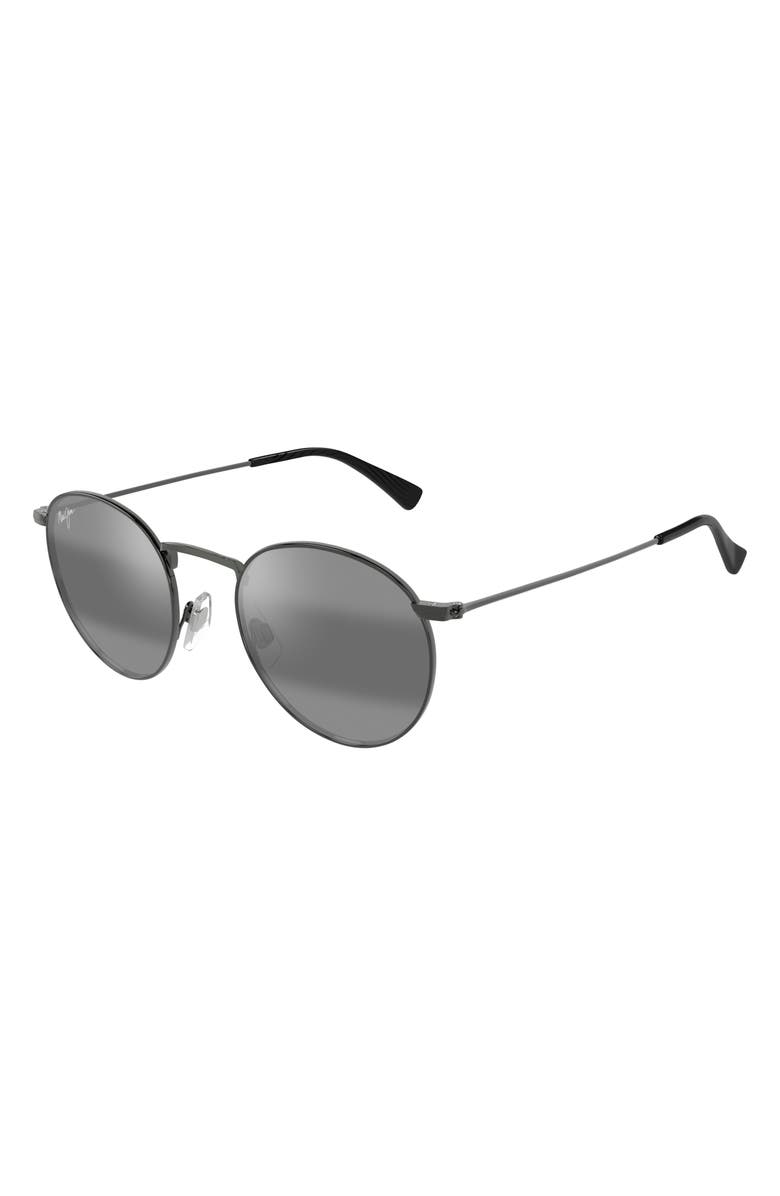 Maui Jim Pukaua 50mm Small Polarized Round Sunglasses, Alternate, color, Silver/ Neutral Grey