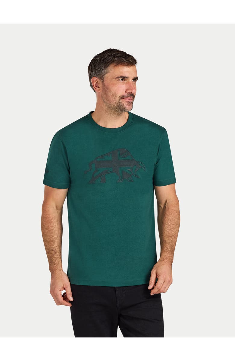 Raging Bull Embroidered Union Jack Bull T-Shirt, Main, color, Forest