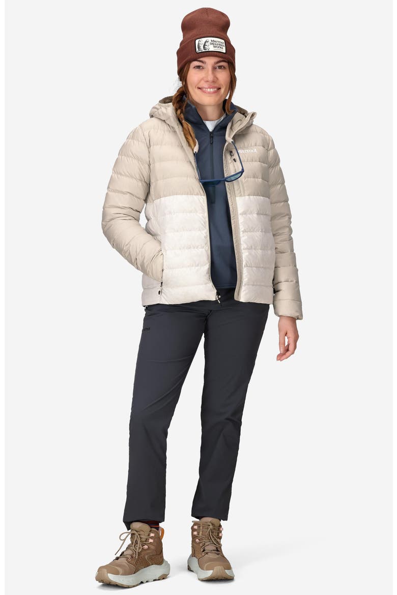 Highlander 700 Fill Power Down Hooded Jacket, Alternate, color, BIRCH BARK/ PEARL