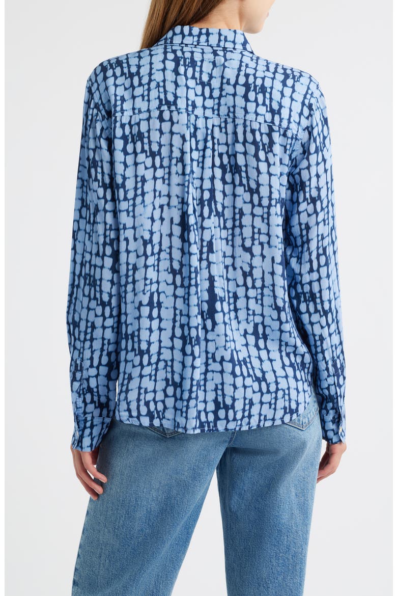 Josephine Ikat Print Button-Up Shirt, Alternate, color, INDIGO SHIBORI
