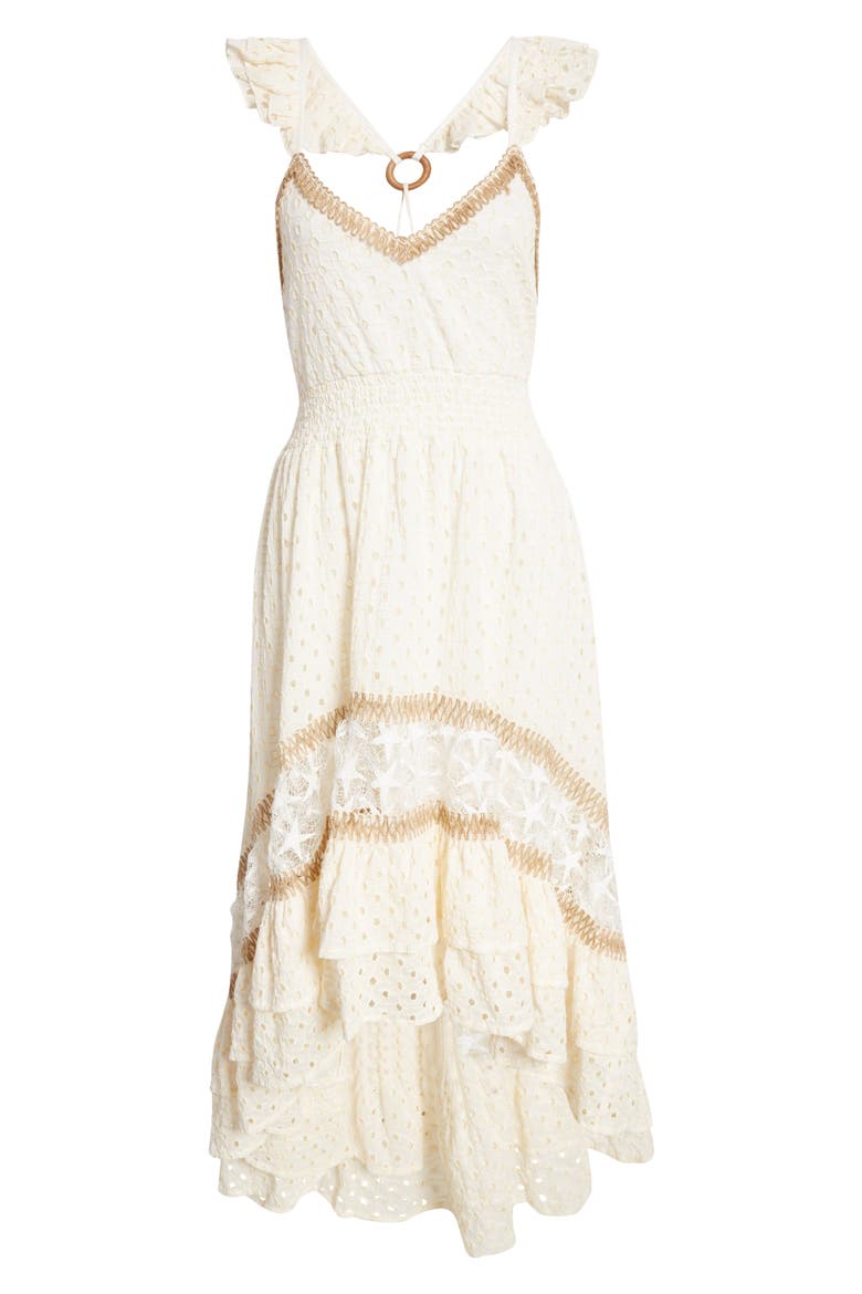 Embroidered Eyelet High-Low Dress, Alternate, color, ECRU
