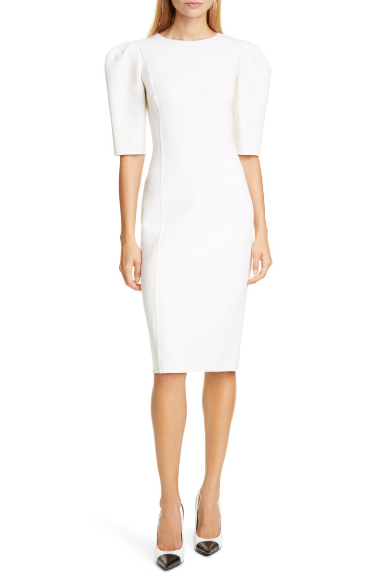 Michael Kors Puff Sleeve Sheath Dress, Main, color, WHITE