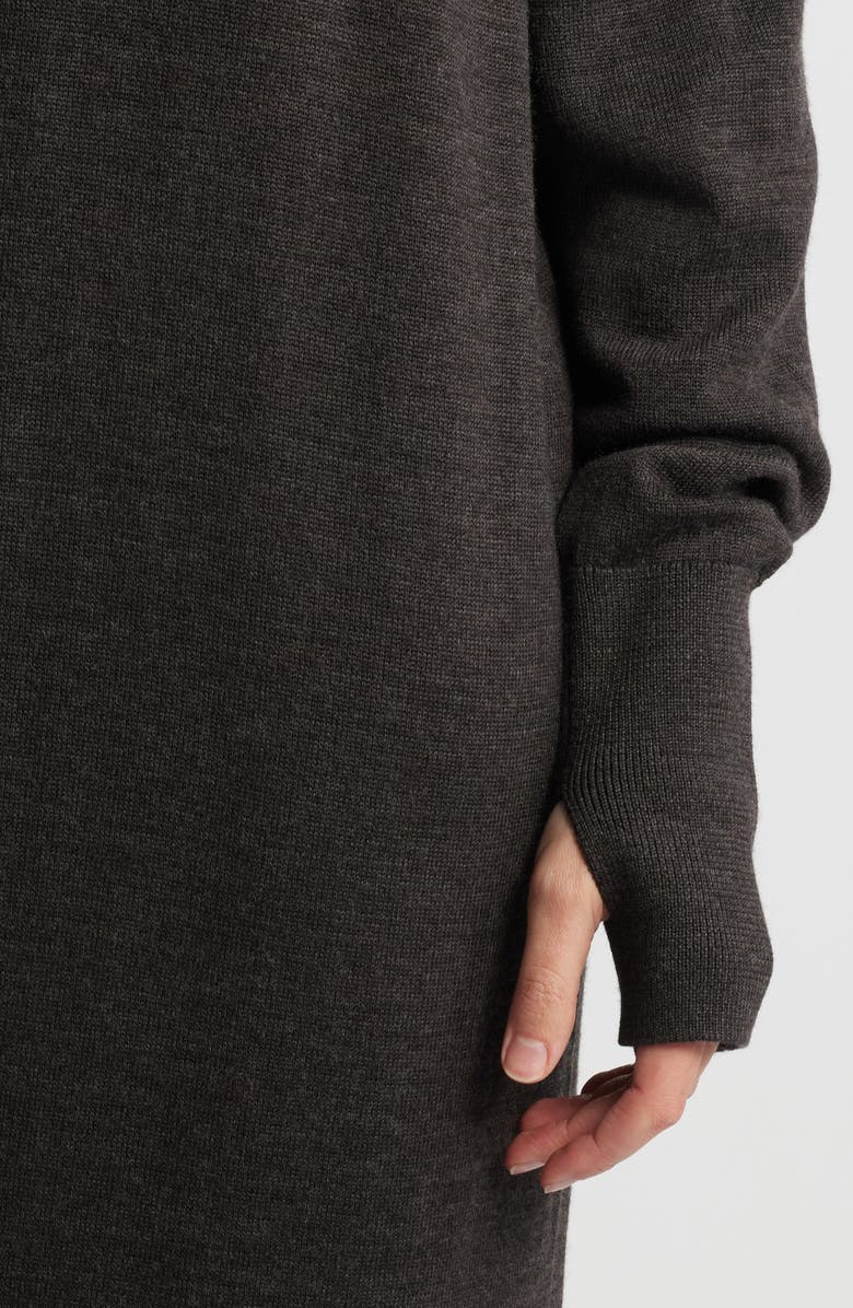 COS Long Sleeve Merino Wool Sweater Dress, Alternate, color, Brown Dark