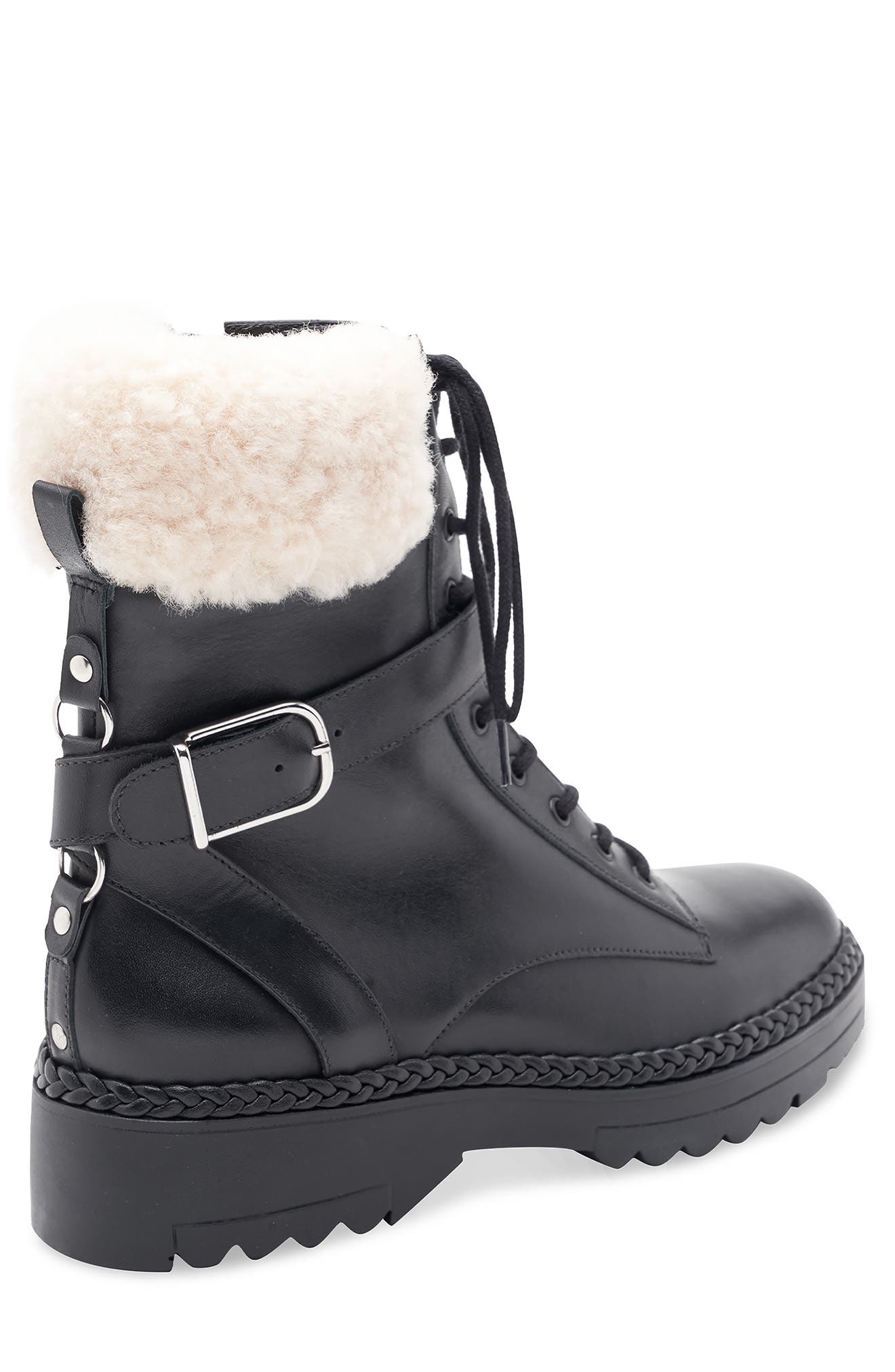 BCBGMAXAZRIA Helina Faux Shearling Bootie, Alternate, color, Black