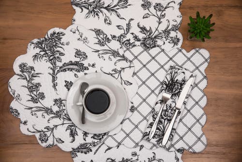 C & F Home C&f Home Bleighton Black Cotton Napkin Machine Washable Set Of 6 In White