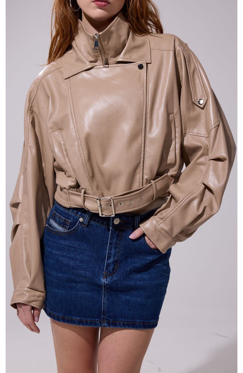 AZALEA WANG Papoose Butter Leather Jacket, Alternate, color, Beige