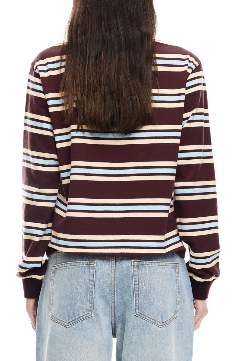 LIONESS Leisure Stripe Long Sleeve Cotton Polo Shirt, Alternate, color, 