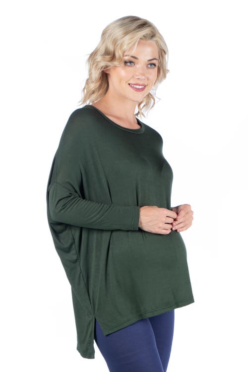 24seven Comfort Apparel Oversized Long Sleeve Maternity Dolman Top In Animal Print