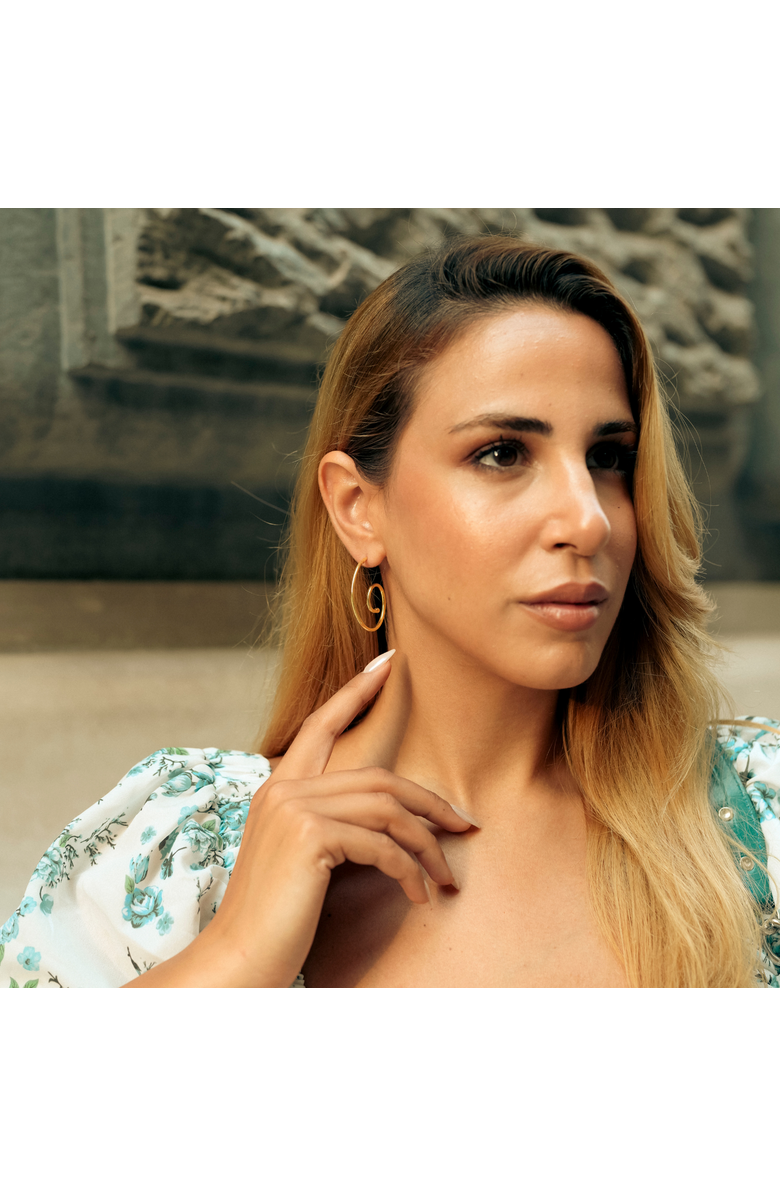 Spero London Spiral Sterling Silver Stud Earrings, Alternate, color, Gold