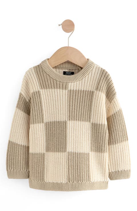 Kids' Checkerboard Cotton Crewneck Sweater (Baby, Toddler & Little Kid)
