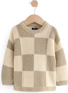 NEXT Kids' Checkerboard Cotton Crewneck Sweater