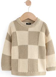 NEXT Kids' Checkerboard Cotton Crewneck Sweater