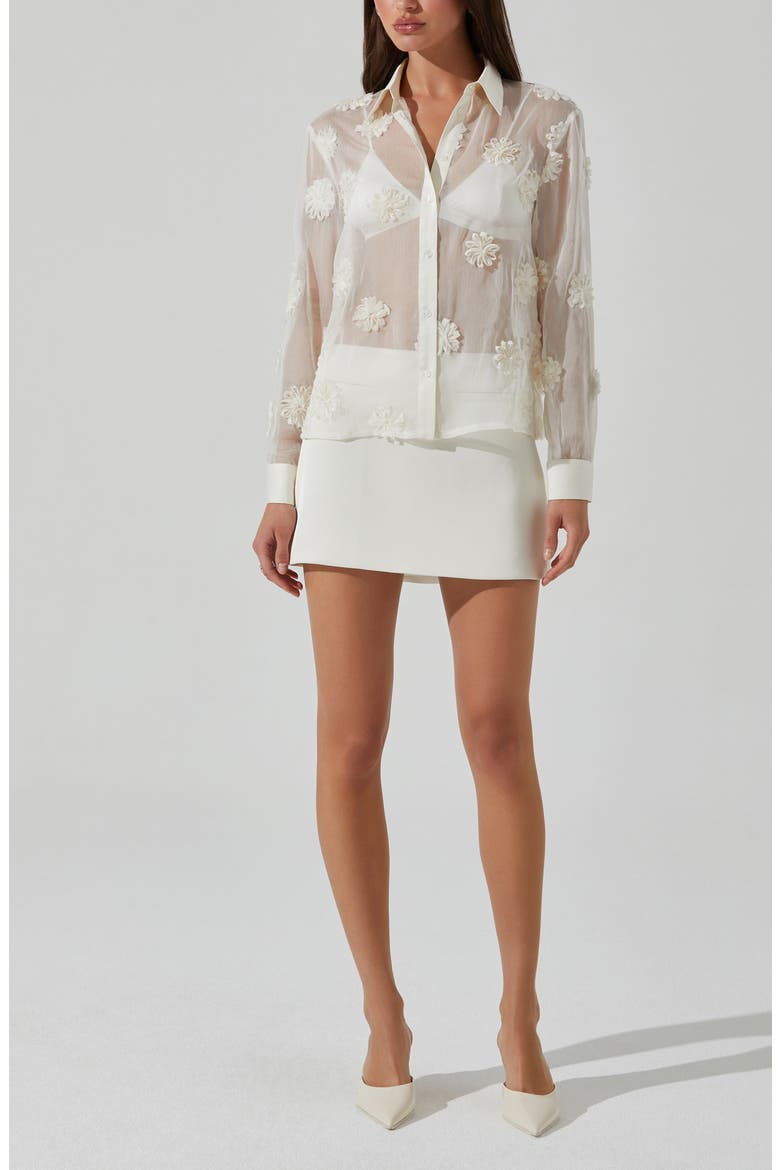 Ioannis Floral Appliqué Button-Up Shirt, Alternate, color, CREAM