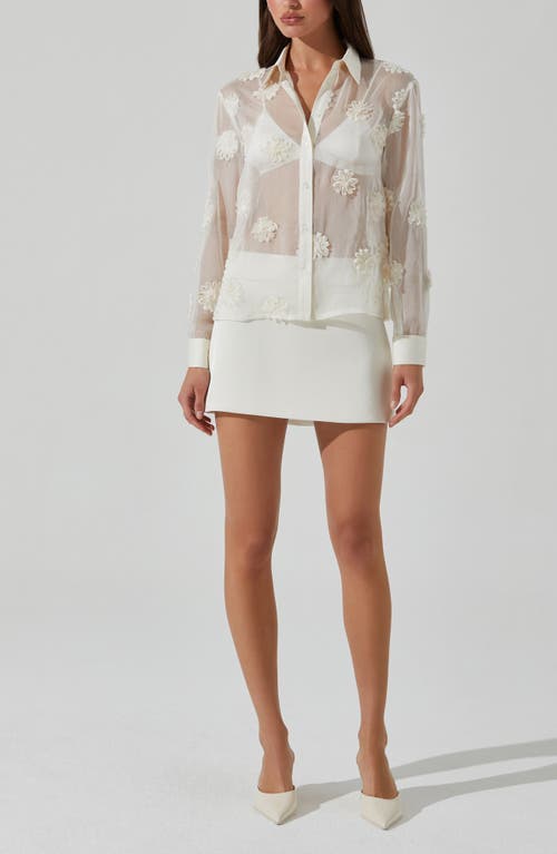 Astr The Label Ioannis Floral Appliqué Button-up Shirt In Cream