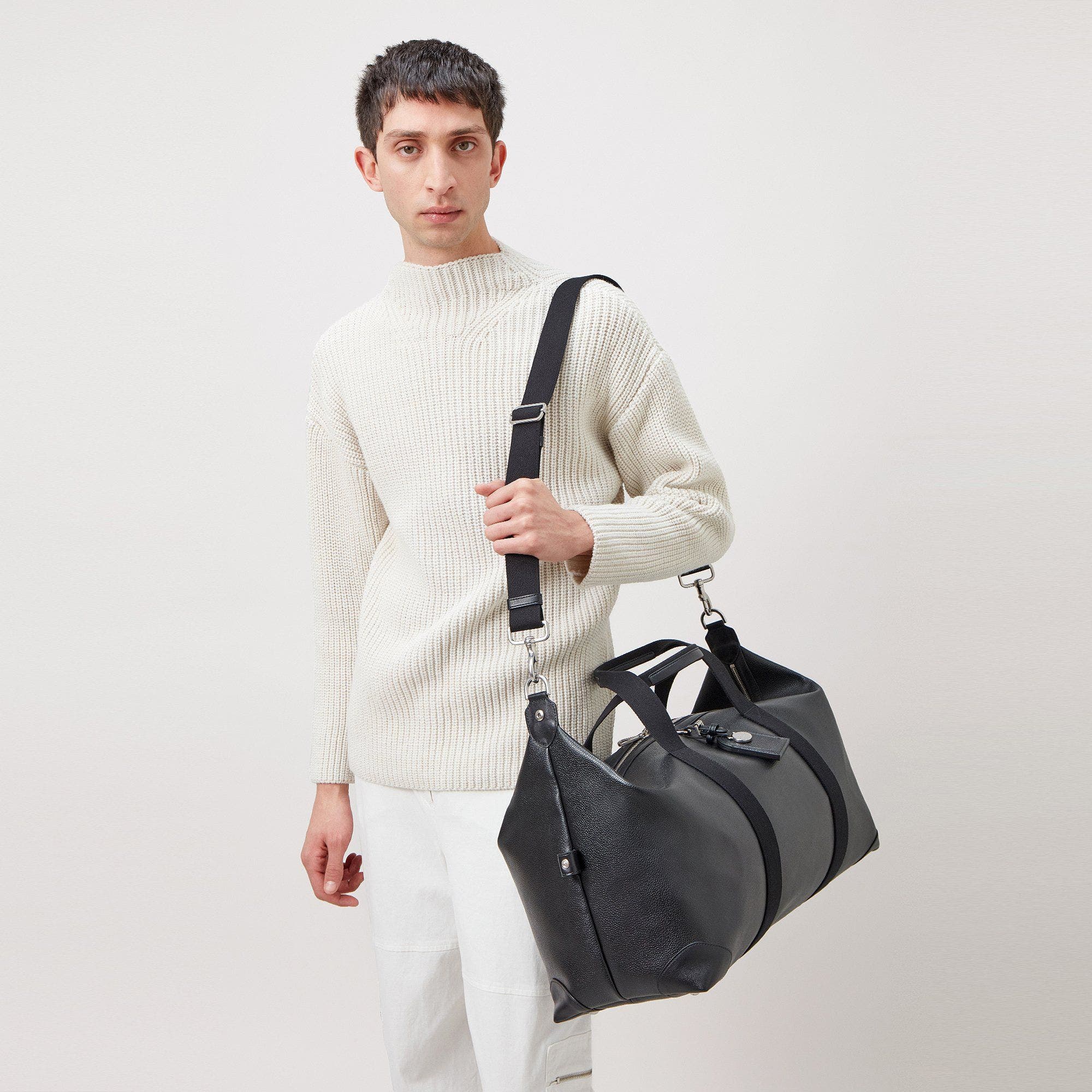 Mulberry Medium Clipper Leather Duffel, Alternate, color, Black