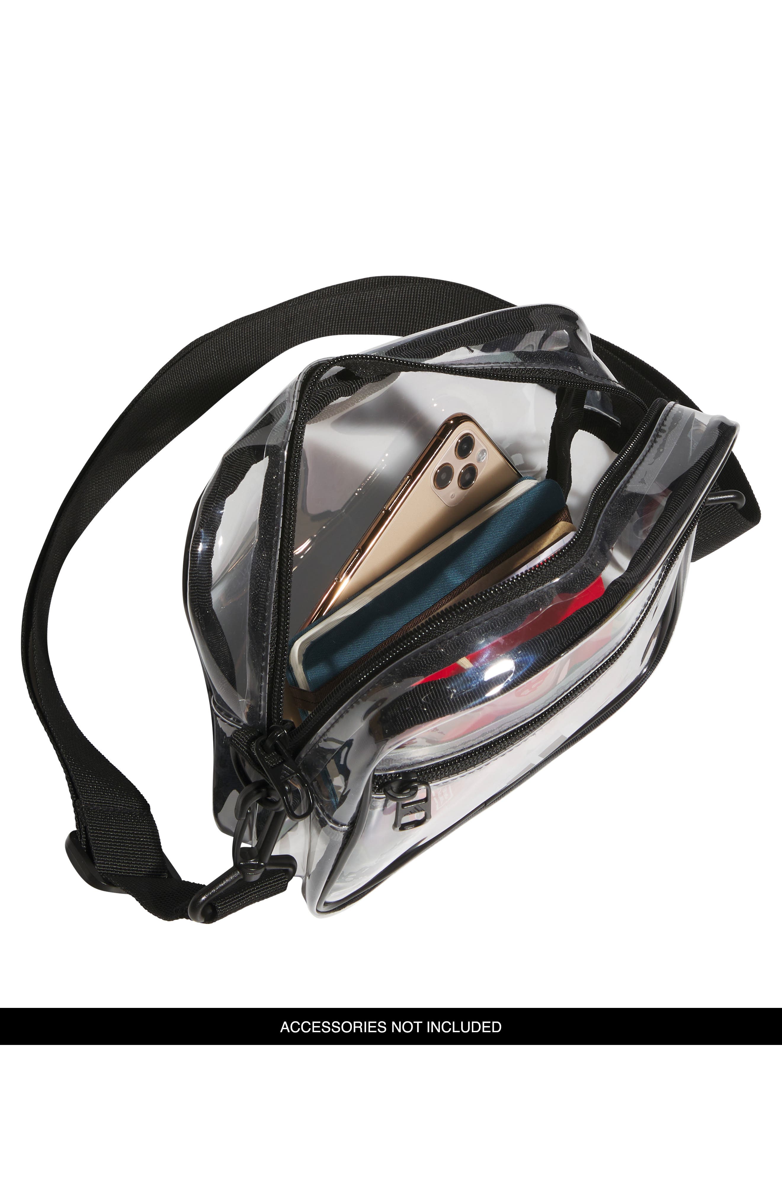 adidas Clear Crossbody Bag, Alternate, color, Clear/ Black