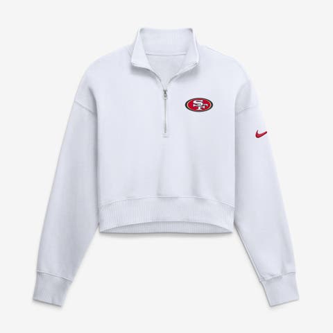 Women's Nike White San Francisco 49ers Oversized Phoenix Fleece Cropped Quarter-Zip Sweatshirt