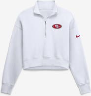 Nike Women's Nike White San Francisco 49ers Oversized Phoenix Fleece Cropped Quarter-Zip Sweatshirt