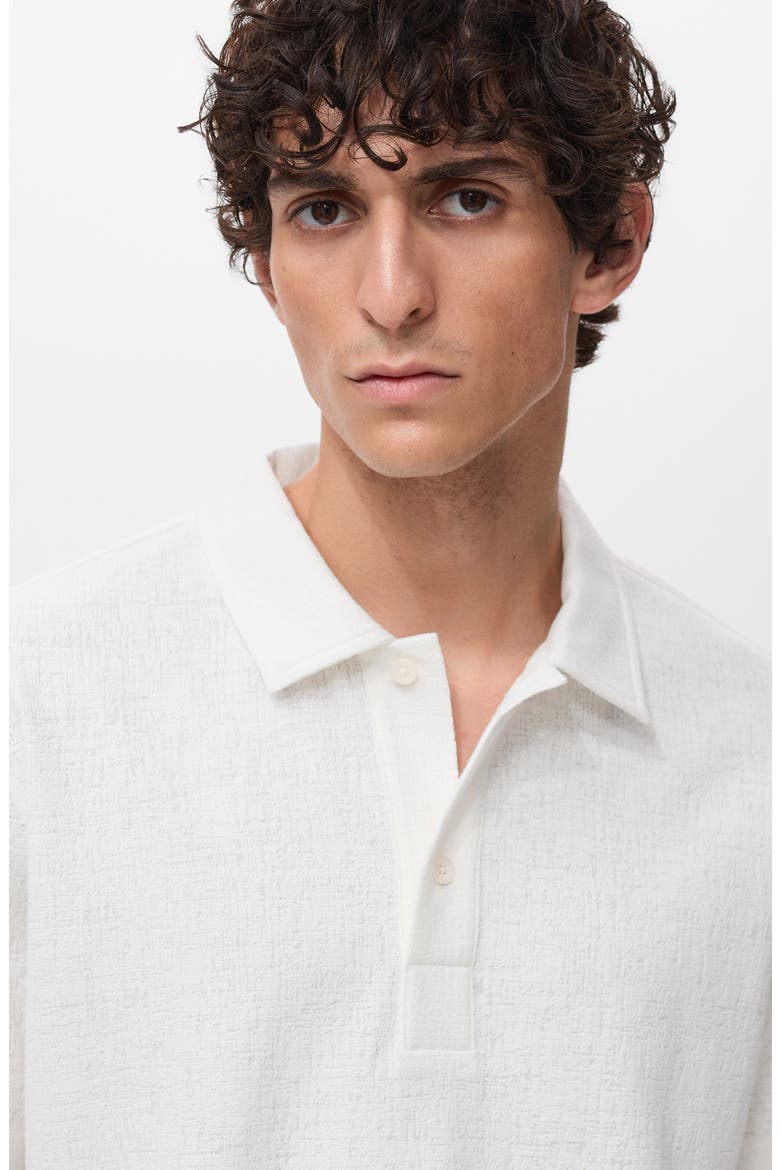 Regular Fit Textured Stretch Cotton Blend Polo, Alternate, color, OFF WHITE
