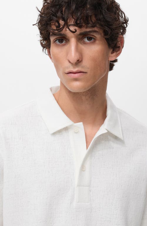 Mango Regular Fit Textured Stretch Cotton Blend Polo In White