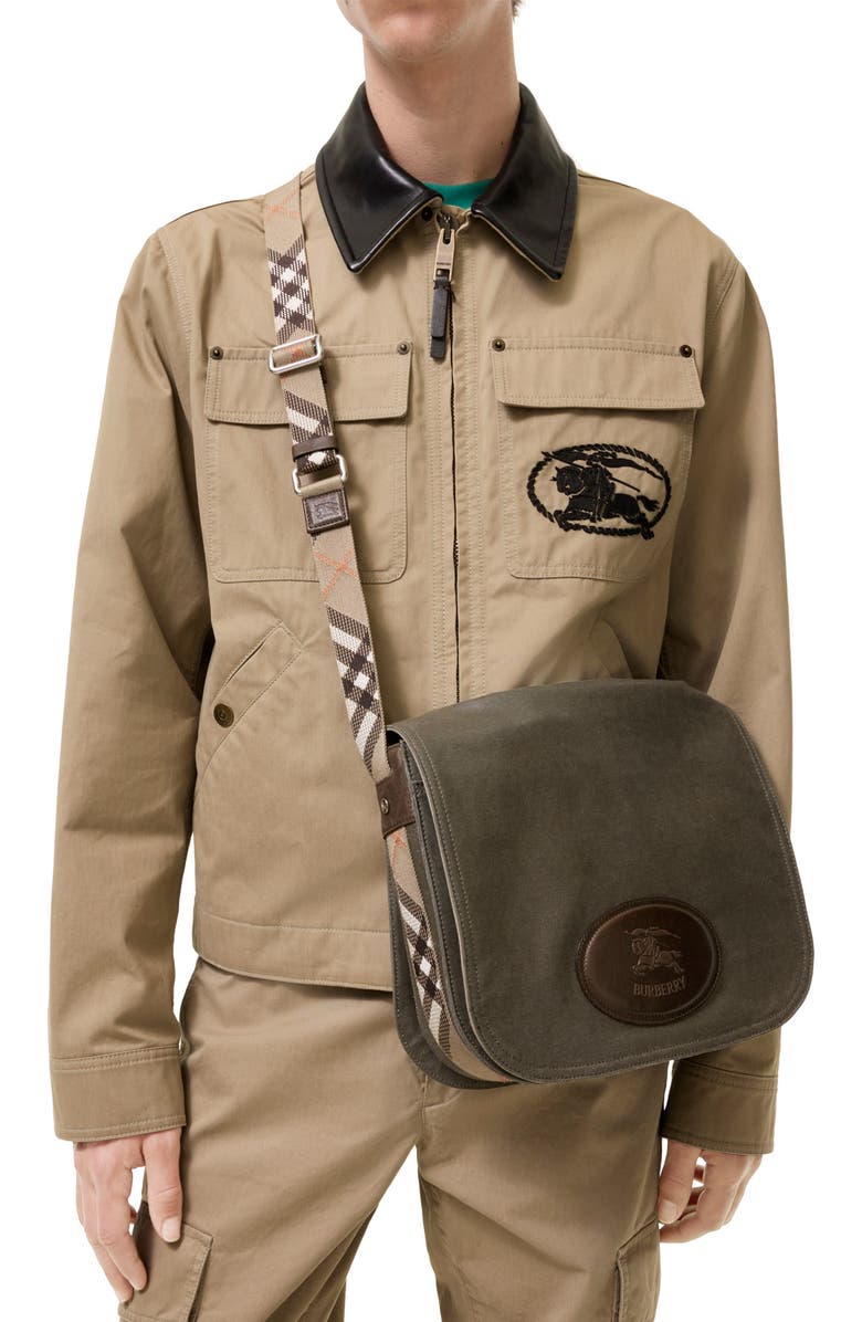 Burberry Tavistock Waxed Canvas Messenger Bag, Main, color, Military