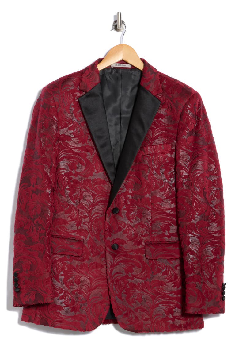 Paisley Jacquard Satin Trim Sport Coat, Alternate, color, RED