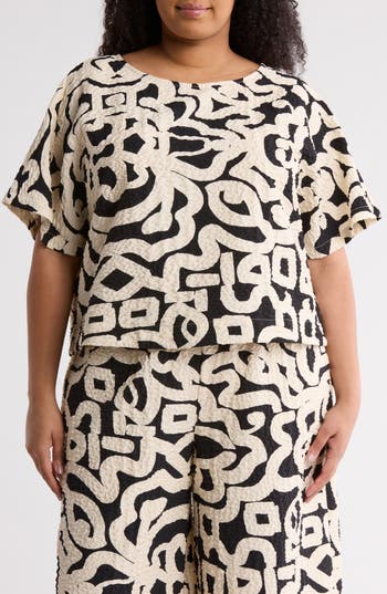 ADRIANNA PAPELL ADRIANNA PAPELL CRINKLE PRINT CROP TOP