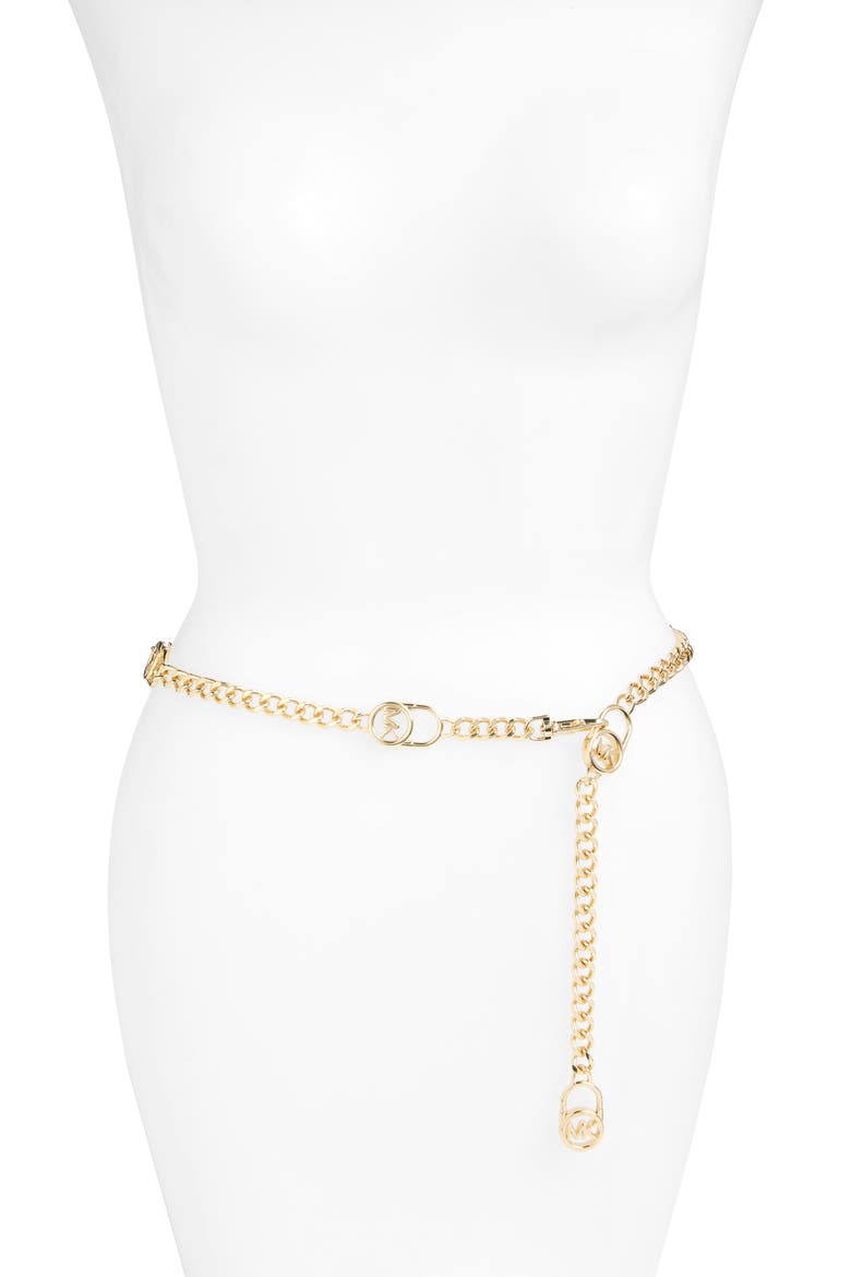 Hamilton Logo Lock Chain Belt, Main, color, GOLD