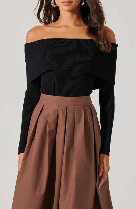 ASTR the Label Foldover Off the Shoulder Rib Sweater