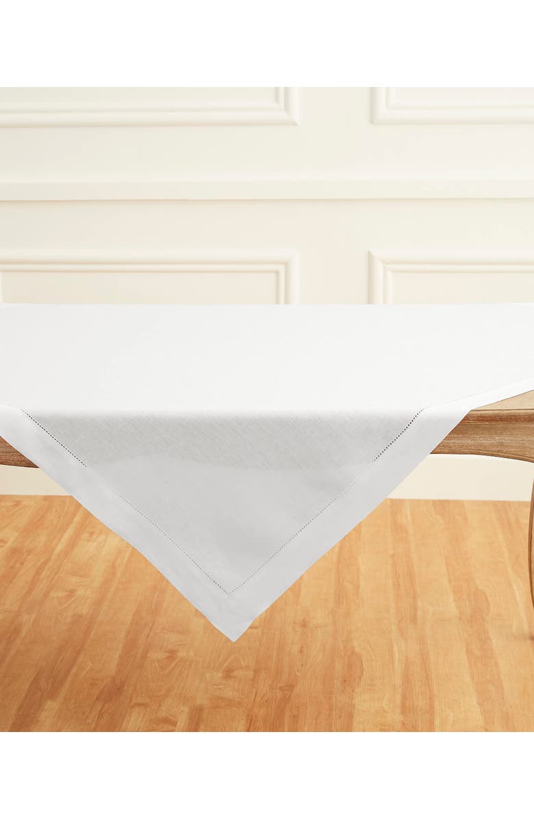Solino Home Linen Table Throw - Classic Hemstitch, Alternate, color, White