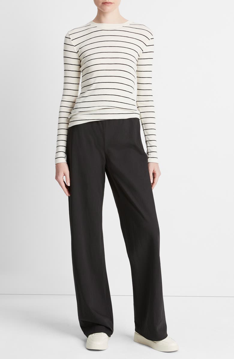 Vince Stripe Long Sleeve Cotton & Modal Crewneck Top, Alternate, color, 