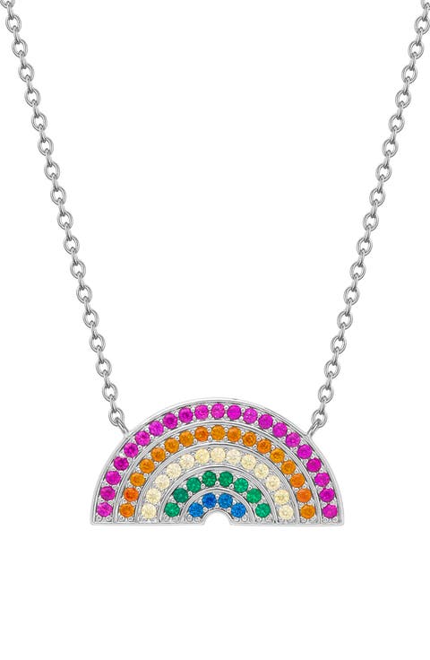 Kids' Rainbow Cubic Zirconia Pendant Necklace