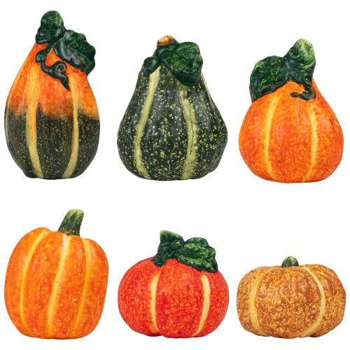Northlight Mini Ceramic Pumpkins And Gourds Fall Harvest Decorations In Multi