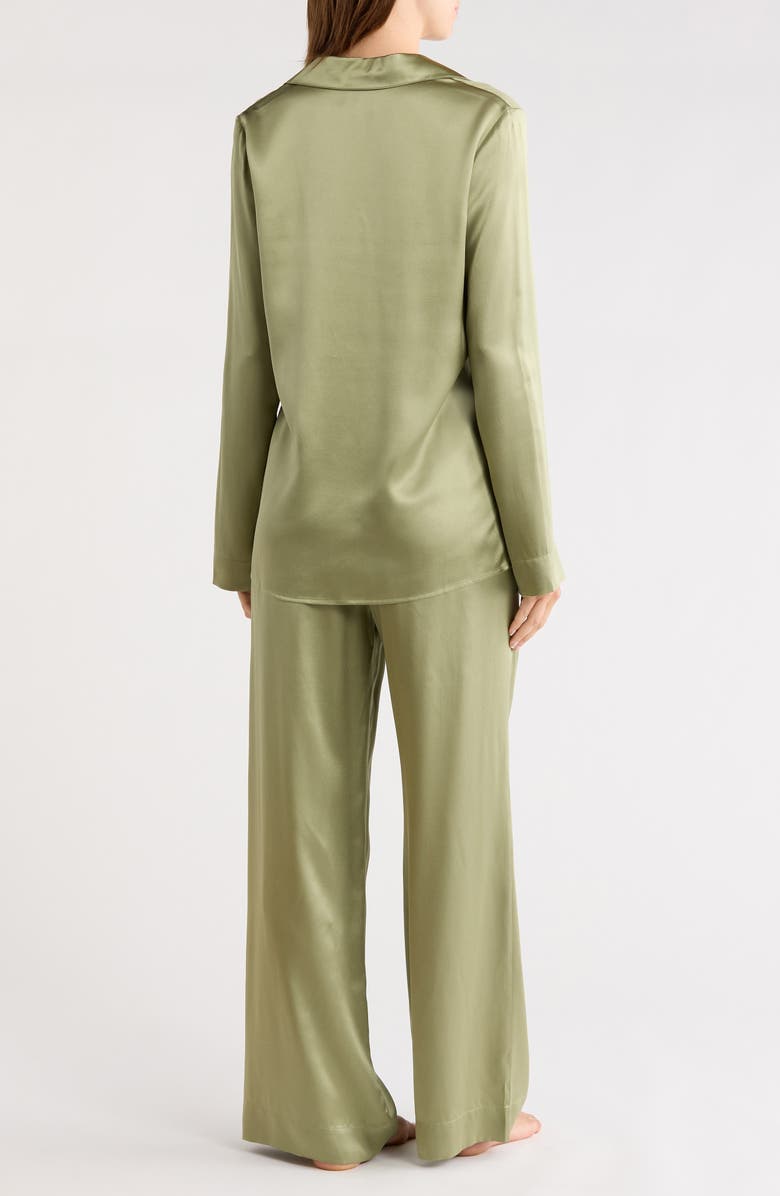 Reformation Ella Silk Pajamas, Alternate, color, Artichoke
