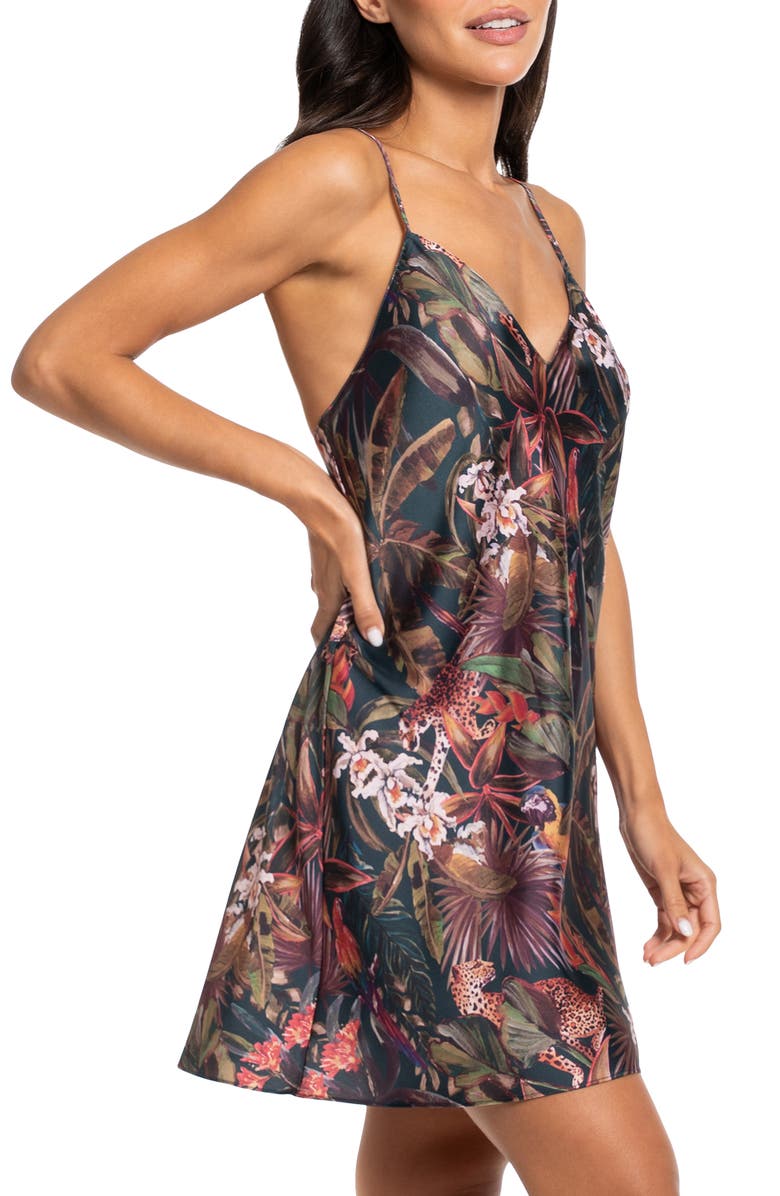 Midnight Bakery Print Satin Chemise, Alternate, color,