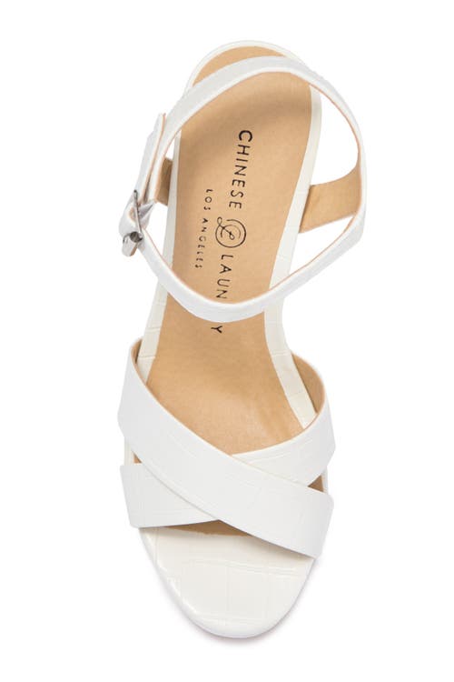 Chinese Laundry Addy Croc-embossed Platform Sandal In White