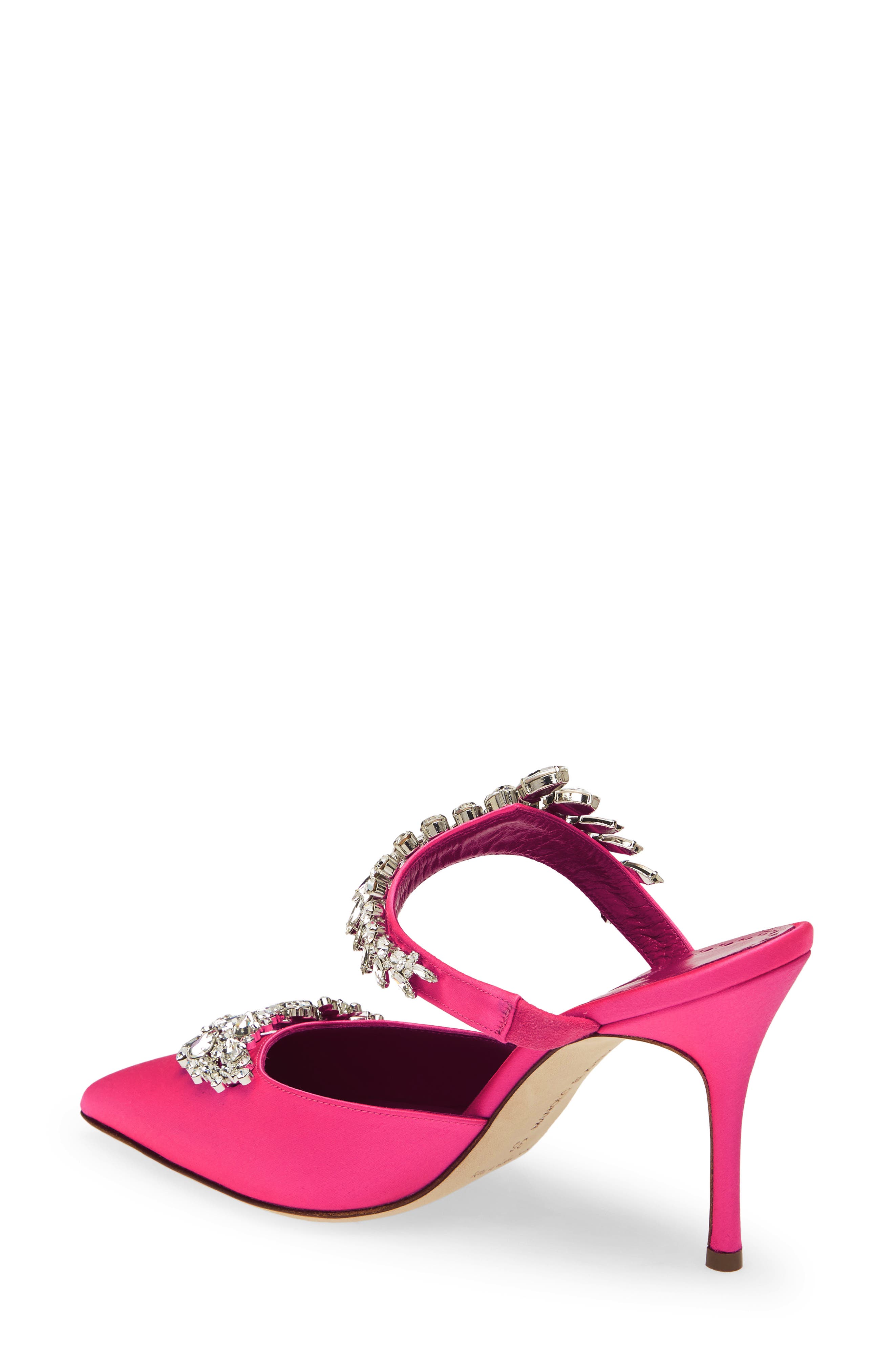 Manolo Blahnik Lurum Crystal Leaf Pointed Toe Mule, Alternate, color, 