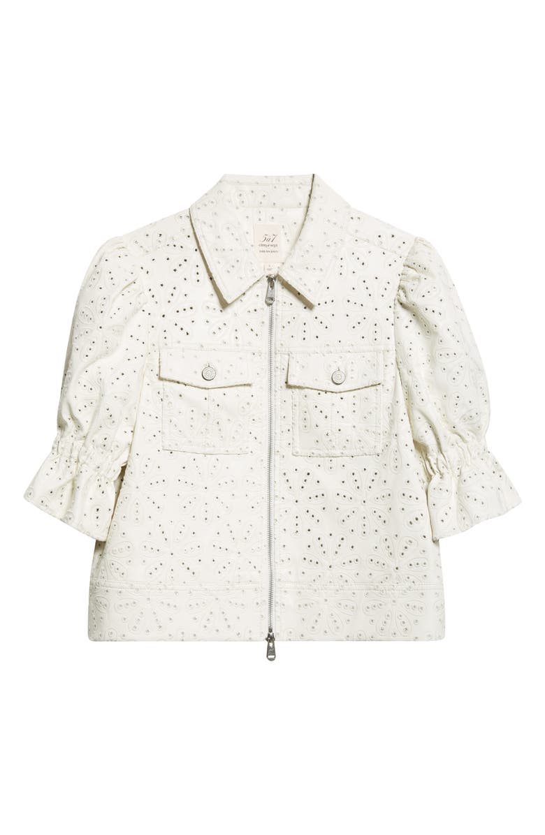 Cinq à Sept Holly Embroidered Faux Leather Jacket, Alternate, color, Ivory