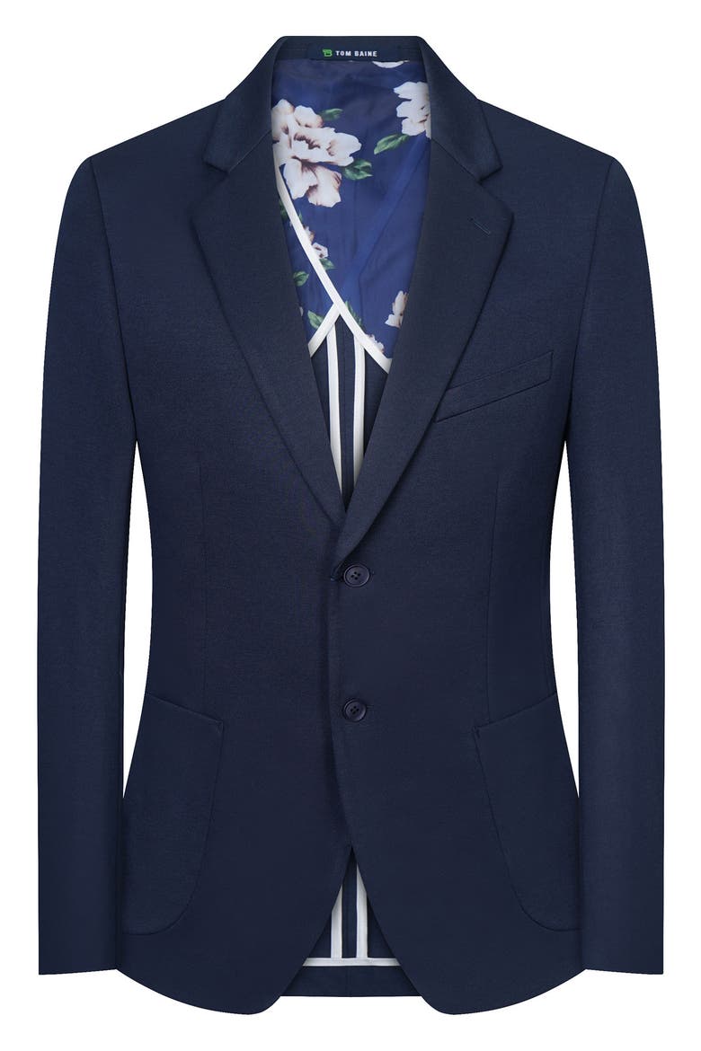 Notch Collar Two Button 4-Way Stretch Jacket, Alternate, color, NAVY