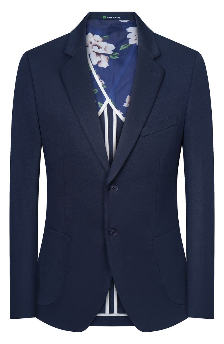 TOM BAINE Notch Collar Two Button 4-Way Stretch Jacket, Alternate, color, Navy